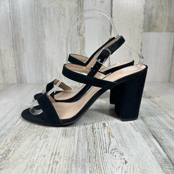 New Bp. Lula Black Faux Suede Slingback Open Toe Ankle Strap Sandals #172 - Picture 1 of 12